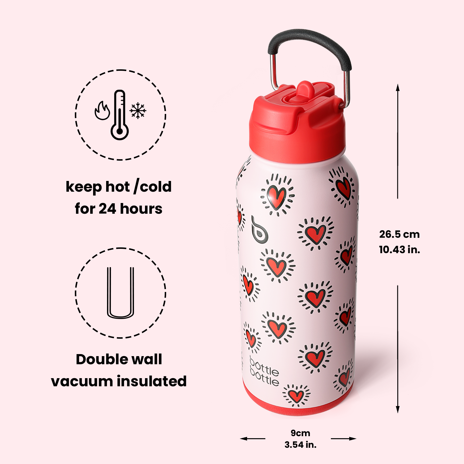 32oz Insulated Water Bottle Stainless Steel Sport Water Bottle with Straw Dual-use Lid Design for Gym with Pill Box