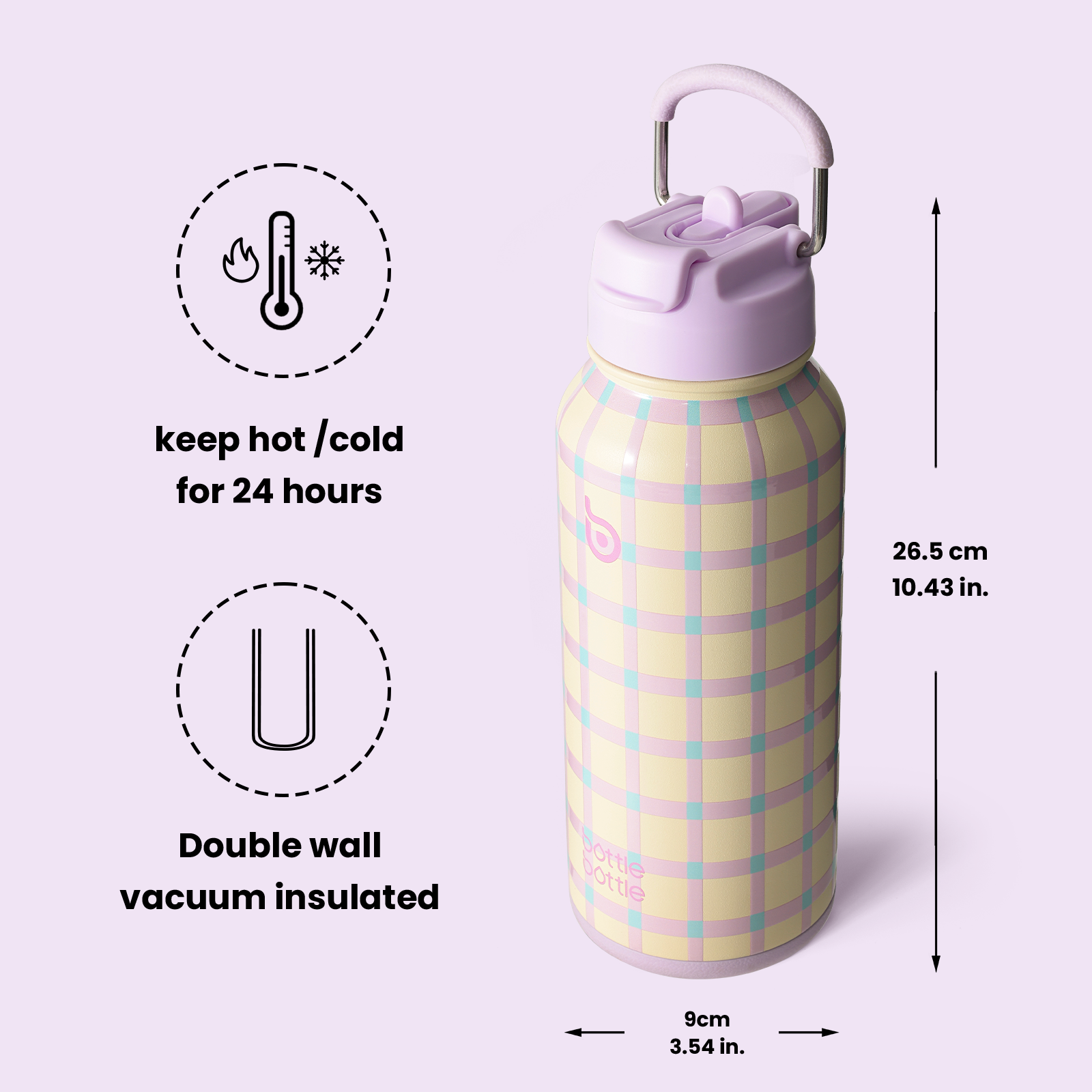 32oz Insulated Water Bottle Stainless Steel Sport Water Bottle with Straw Dual-use Lid Design for Gym with Pill Box