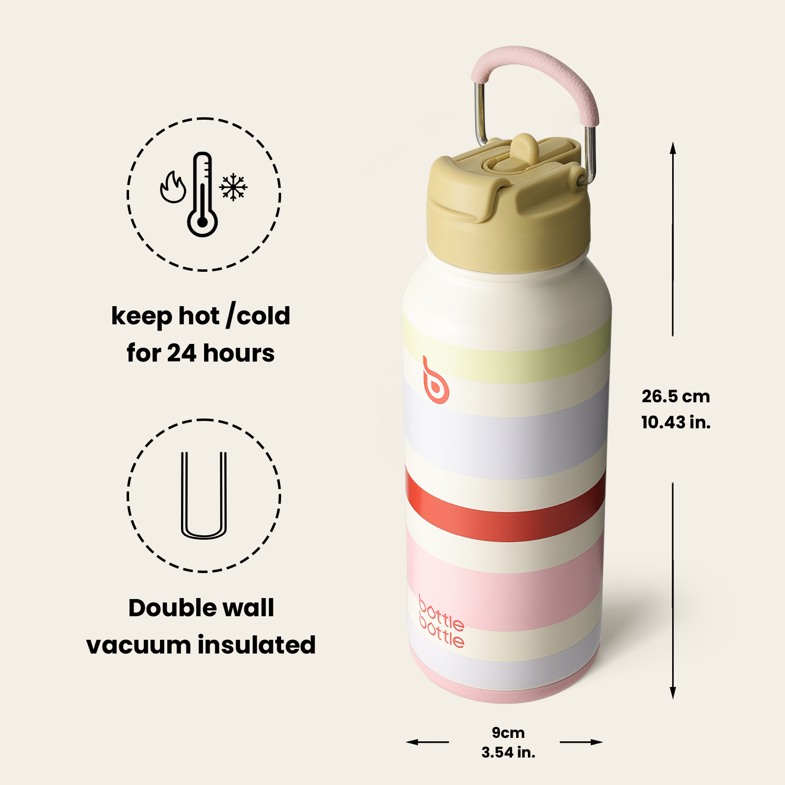 32oz Insulated Water Bottle Stainless Steel Sport Water Bottle with Straw Dual-use Lid Design for Gym with Pill Box