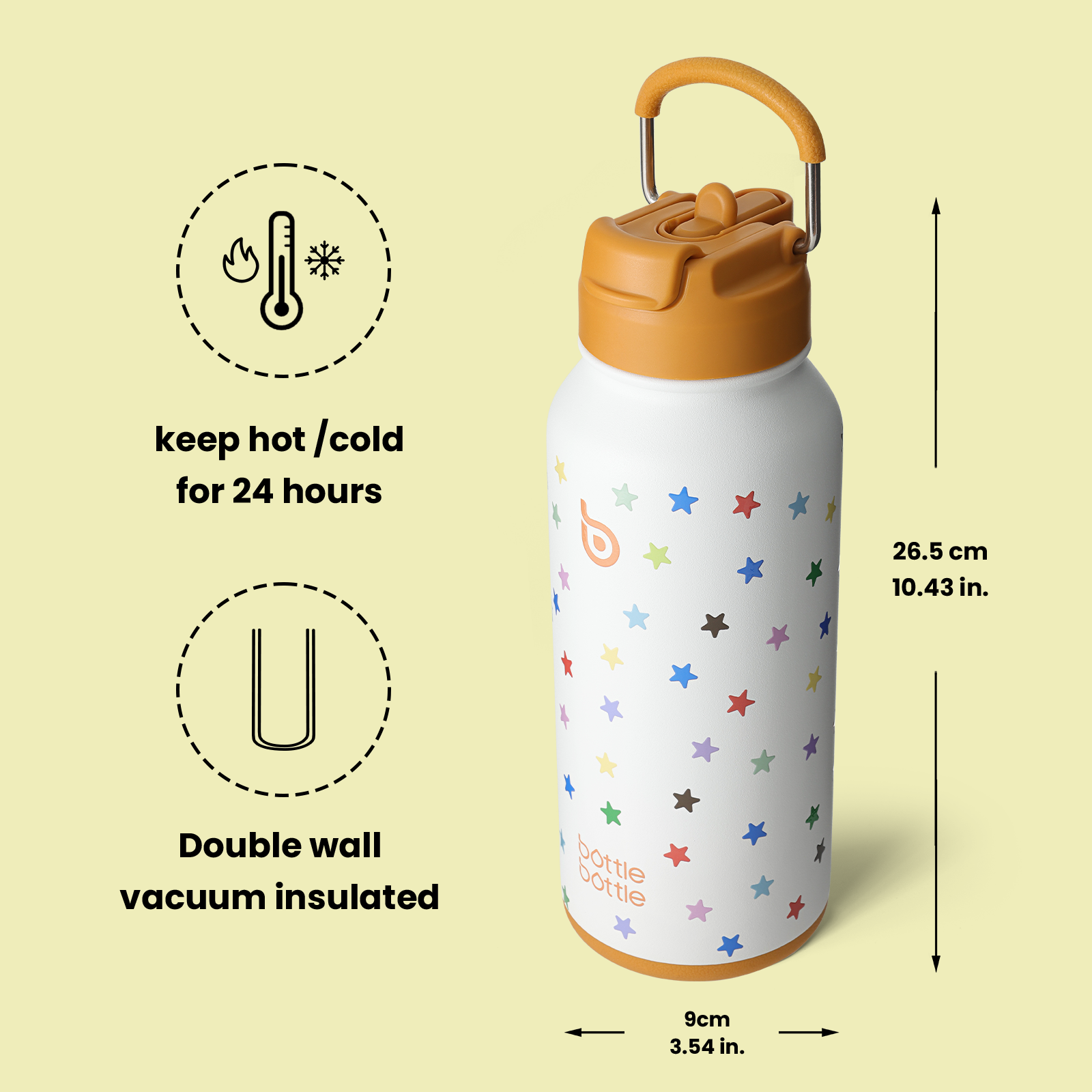 32oz Insulated Water Bottle Stainless Steel Sport Water Bottle with Straw Dual-use Lid Design for Gym with Pill Box