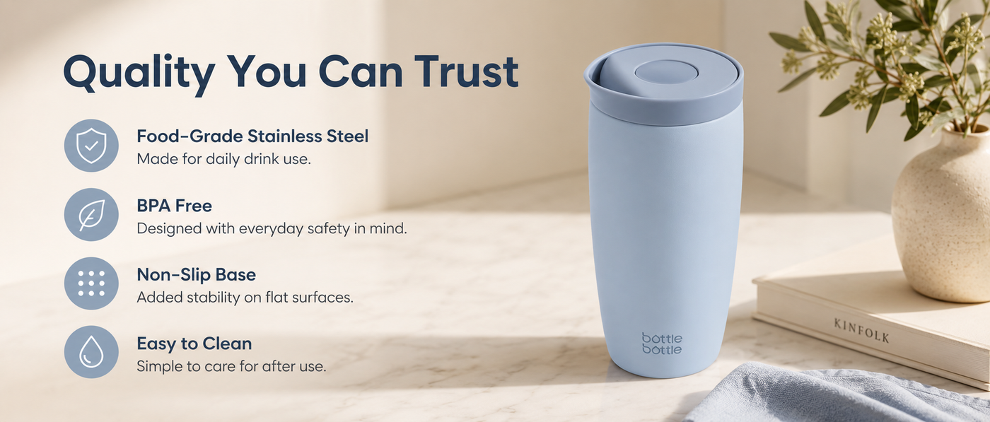 16oz Insulated Coffee Tumbler with Push Button Lid, Leakproof Stainless Steel Travel Mug, Keeps Drinks Hot & Cold for 6 Hours, for Office & On the Go
