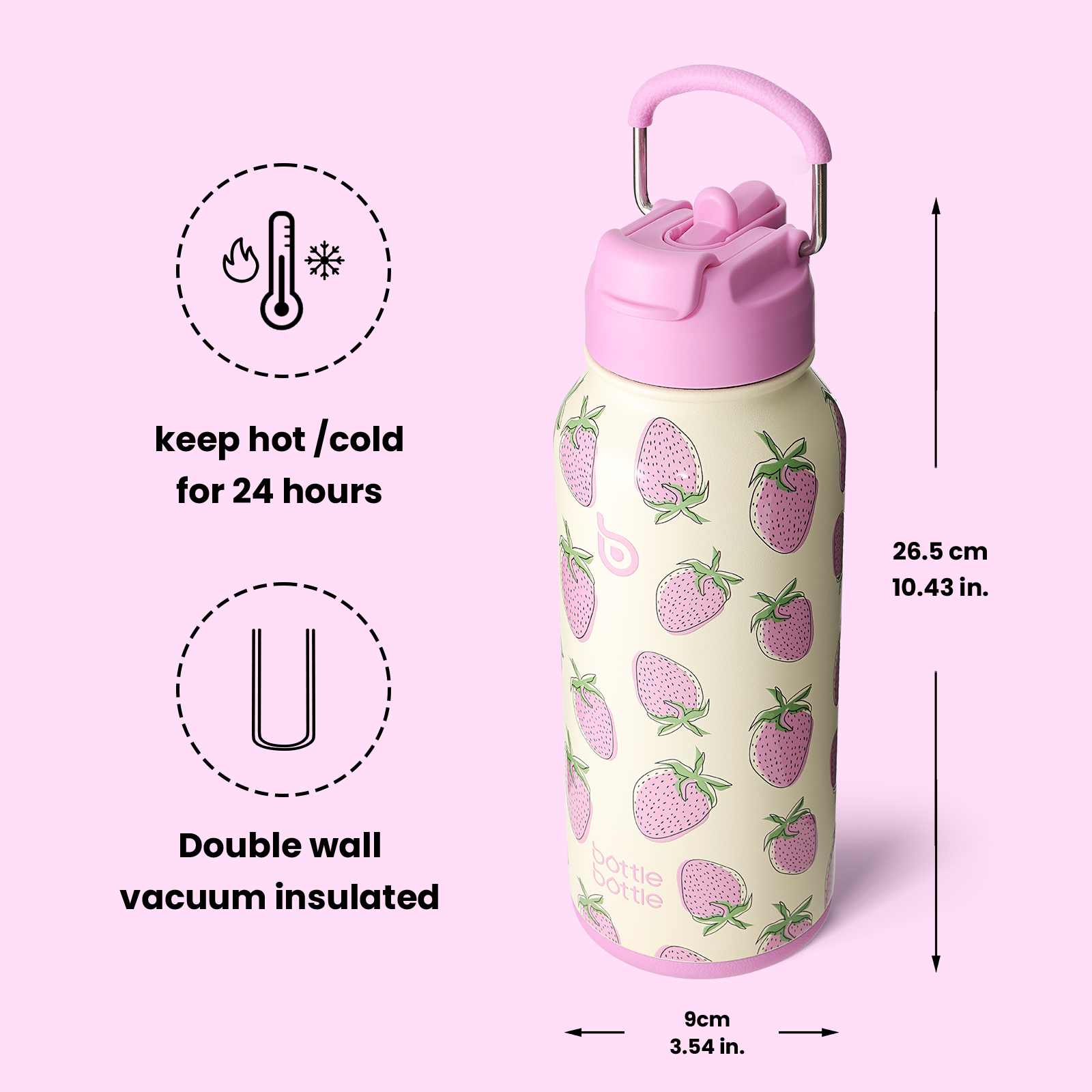 32oz Insulated Water Bottle Stainless Steel Sport Water Bottle with Straw Dual-use Lid Design for Gym with Pill Box