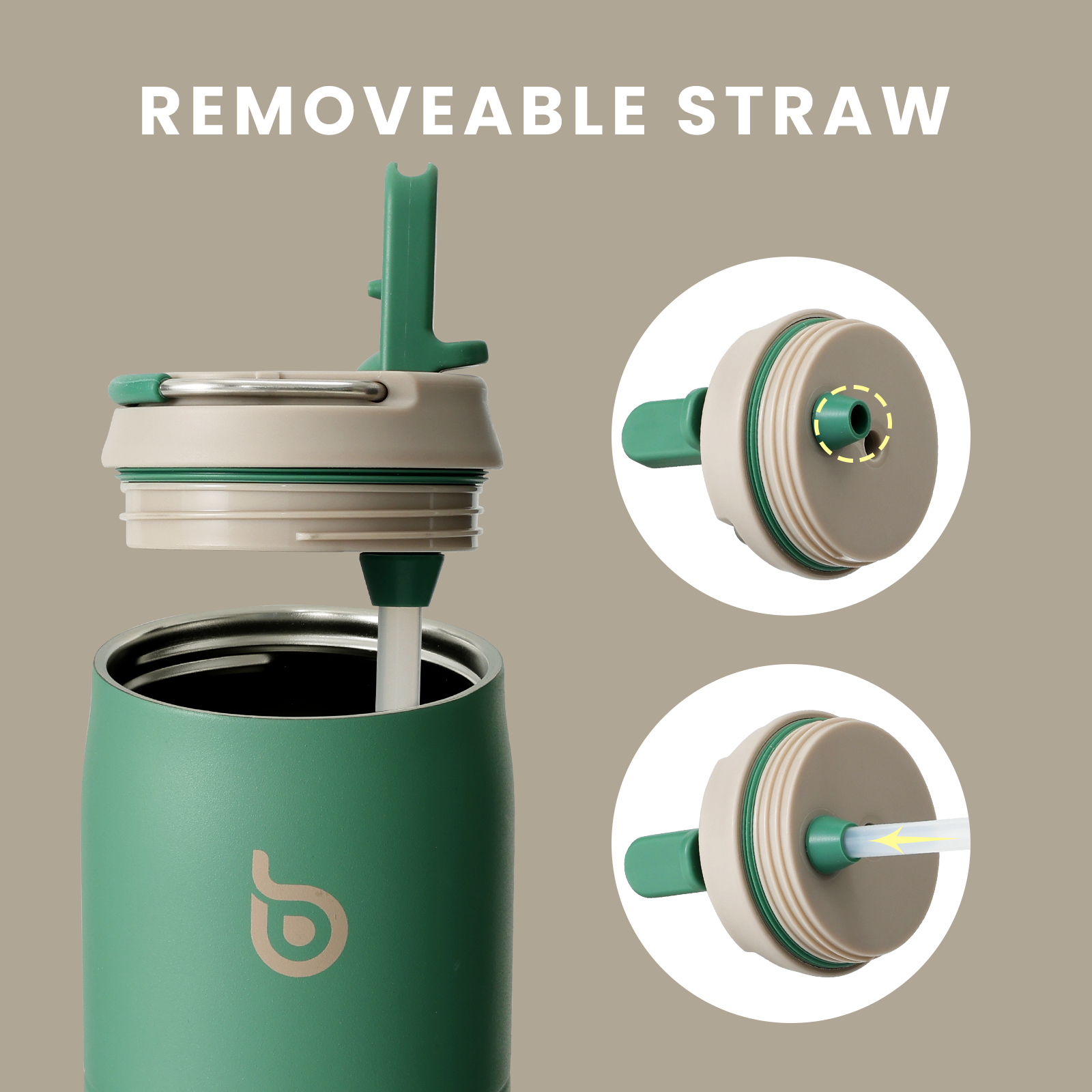 Stainless Steel Water Bottle with Straw and Lid 32 oz Vacuum Insulated Cup Stay Cold and Hot, Leak-Proof Wide Mouth Water Bottles for Men