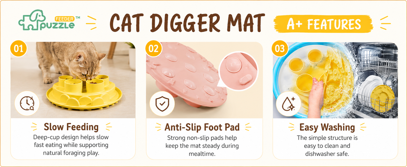 Cat Slow Feeder, Interactive Cat Puzzle Toy for Mental Stimulation, Dishwasher Safe Silicone Cat Enrichment Toys, Reduces Boredom and Training Intelligence