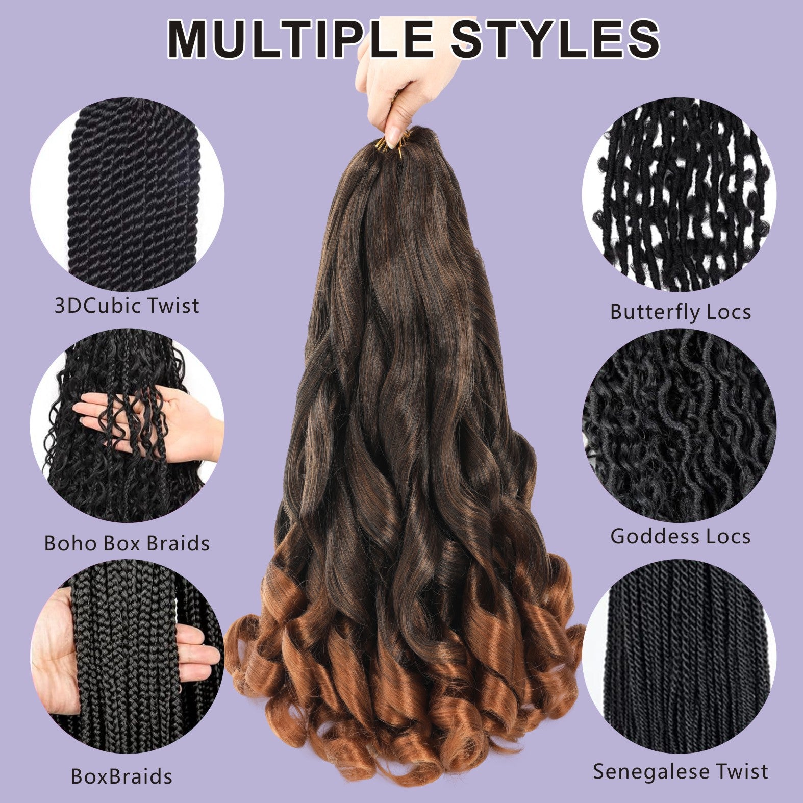 French Curls Braiding Hair T30 Various colors to choose fromSynthetic Bouncy Curly Braiding Hair Extensions French Curly Crochet Hair Extensions 14-22inch