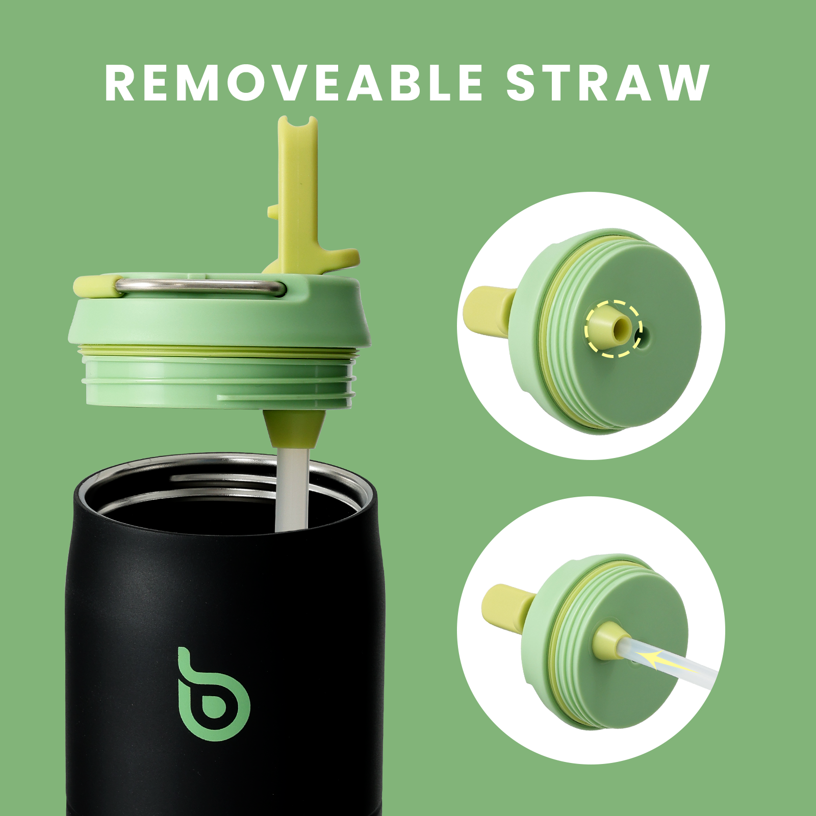 Stainless Steel Water Bottle with Straw and Lid 32 oz Vacuum Insulated Cup Stay Cold and Hot, Leak-Proof Wide Mouth Water Bottles for Men