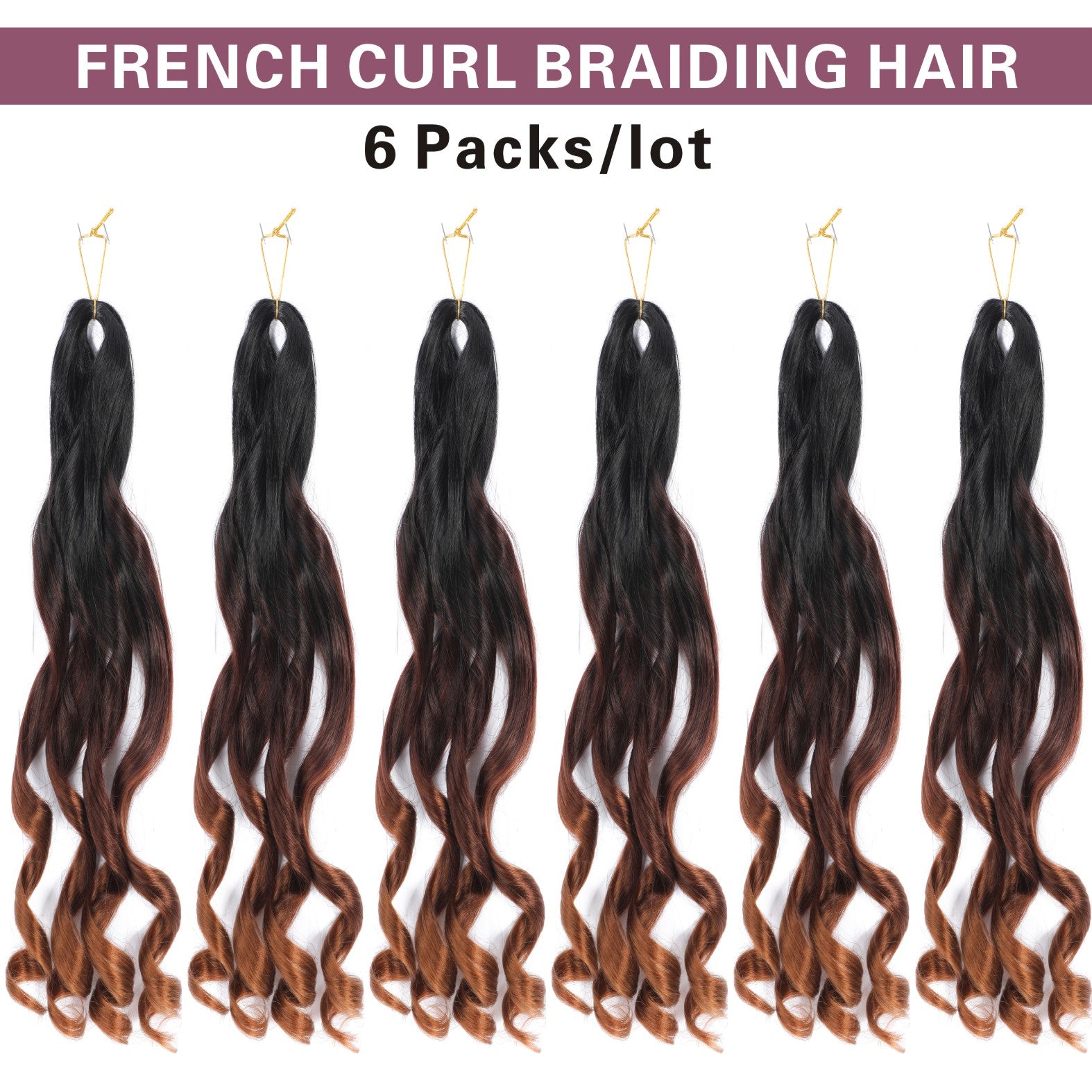 French Curly Braiding Hair 6 Packs Loose Wavy Braiding Hair Pre Stretched Bouncy Synthetic French Curl Braiding Hair Extensions for Women