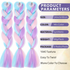 Jumbo Braiding Hair Fiber Mix Four Silky Colorful Twist Braiding Hair 3pcs Rainbow Colors Extensions Synthetic Hair Synthetic Fiber Soft Healthy，Long Jumbo Braiding Hair Extensions, Heat Resistant Synthetic Fiber purple hair extensions