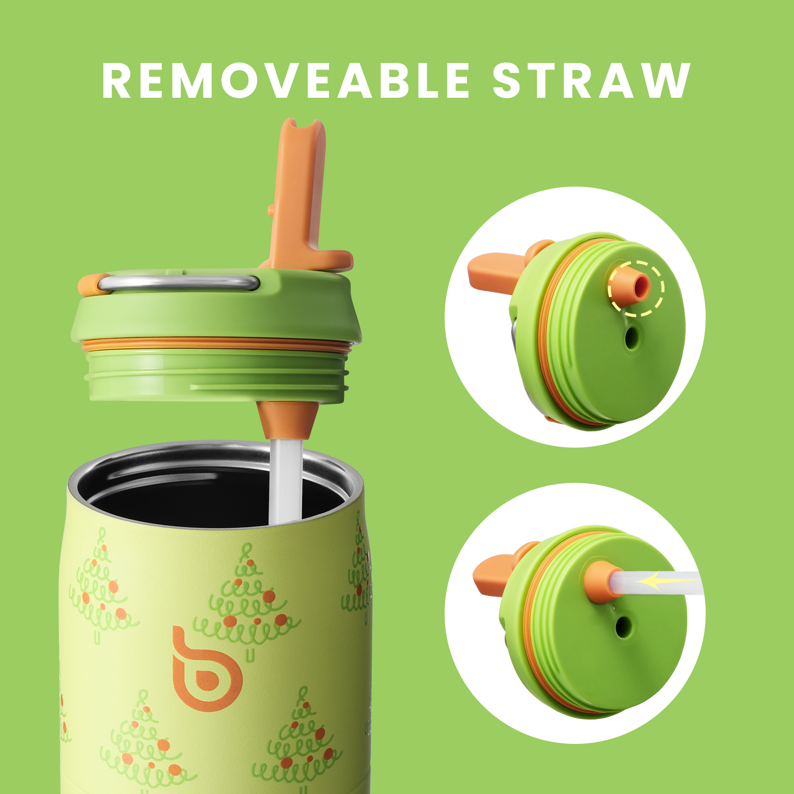 Stainless Steel Water Bottle with Straw and Lid 32 oz Vacuum Insulated Cup Stay Cold and Hot, Leak-Proof Wide Mouth Water Bottles for Men