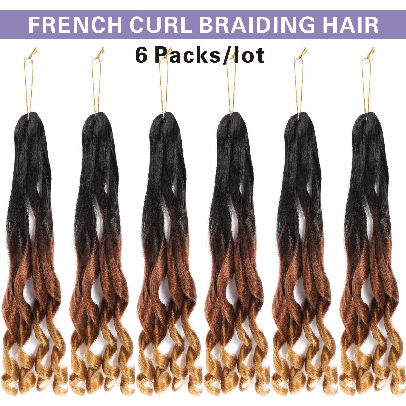 French Curl Ombre Braiding Hair Pre Stretched 14/16 inch 6 Packs Wave Bouncy Braiding Hair French Curl Braids Yaki Curly Hair for Women Hair Extensions