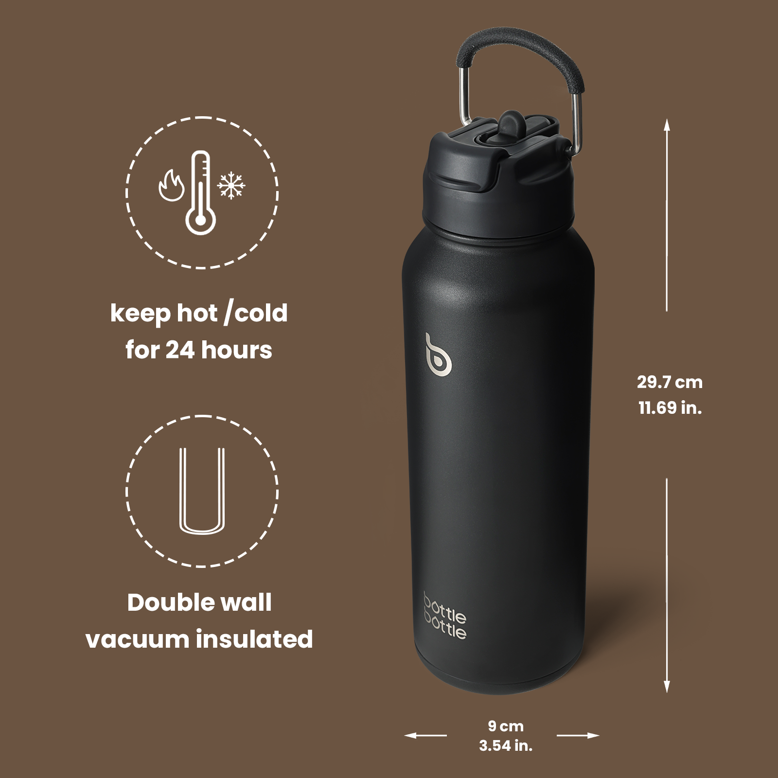 40 oz sports water bottle stainless steel insulated water bottle with straw and pills holder