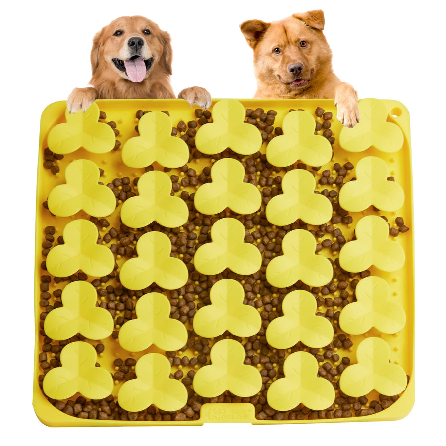 Snuffle Mat for Dogs, Lick Mat for Dogs to Slow Down Eating, Dog Puzzle Toys for Large and Medium Breed Dogs, Silicone Dog Bowls for Dry, Wet, Raw Food, Yellow