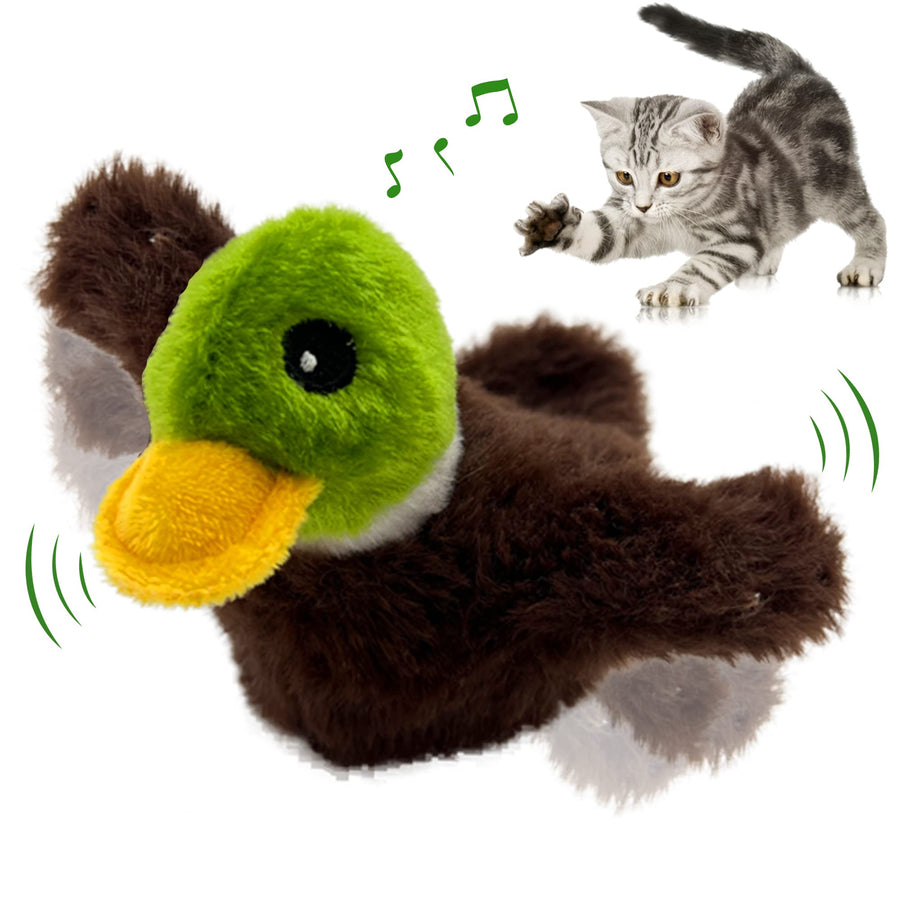 PETFUTURE Flapping Cat Toy, Motion Activated Duck with Catnip, 3 Modes & USB Rechargeable, Machine Washable Interactive Toy for Indoor Cats