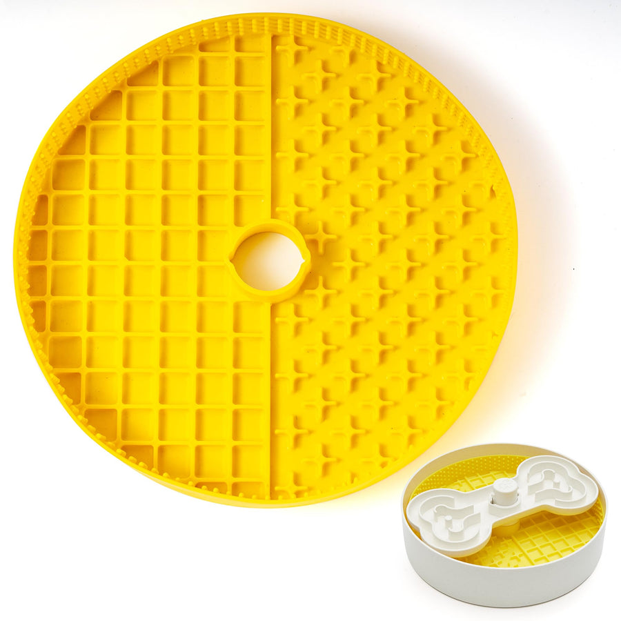 Insert, Dog Bowl Slow Feeder Accessories, Transform Your Lick Bowl to Slow Feeder Insert Dog Bowl, 6 Cups 9.8 Inch Yellow