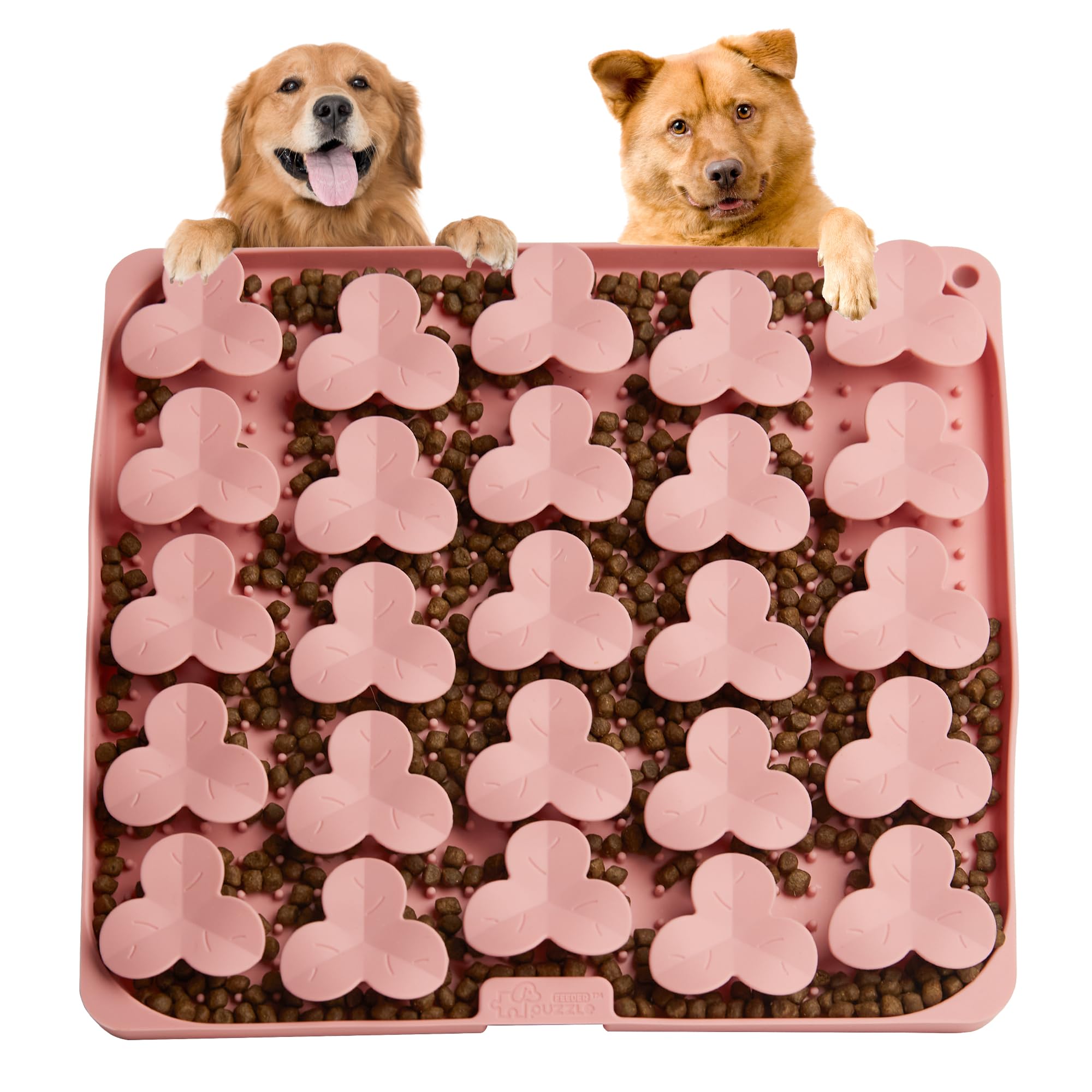 Snuffle Mat for Dogs, Lick Mat for Dogs to Slow Down Eating, Dog Puzzle Toys for Large and Medium Breed Dogs, Silicone Dog Bowls for Dry, Wet, Raw Food, Pink