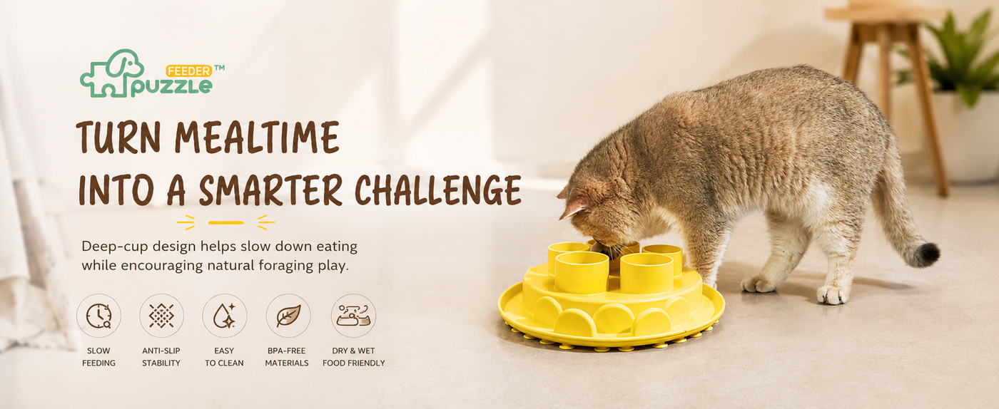 Cat Slow Feeder, Interactive Cat Puzzle Toy for Mental Stimulation, Dishwasher Safe Silicone Cat Enrichment Toys, Reduces Boredom and Training Intelligence