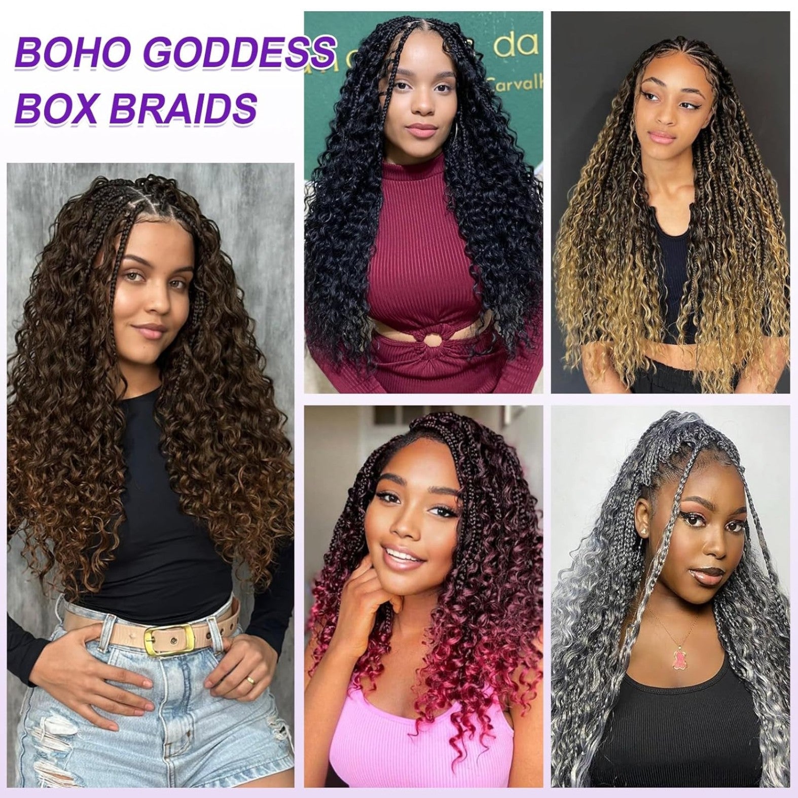 7 Pack 12/14inch Goddess Box Braids Crochet Hair Extensions Voluminous Curly Wave Ends, Natural Look Synthetic Braids for, Easy Maintenance Dreadlock-Free Hairstyle for Everyday & Special Events Bohemian Style, Realistic Texture, Protective Hairstyles