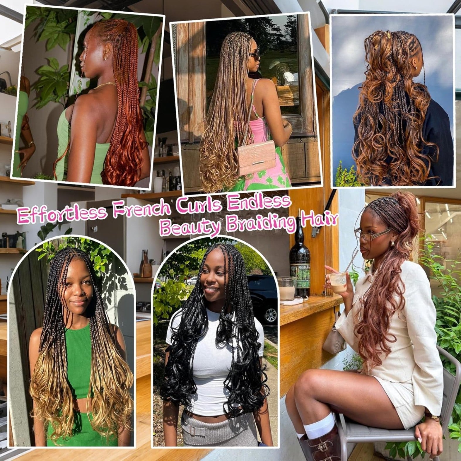 French Curly Braiding Hair 14-22 Inch Loose Wavy 6 Packs Various colors to choose from Bouncy Braiding Hair Extensions Synthetic French Curl Crochet Hair Extensions