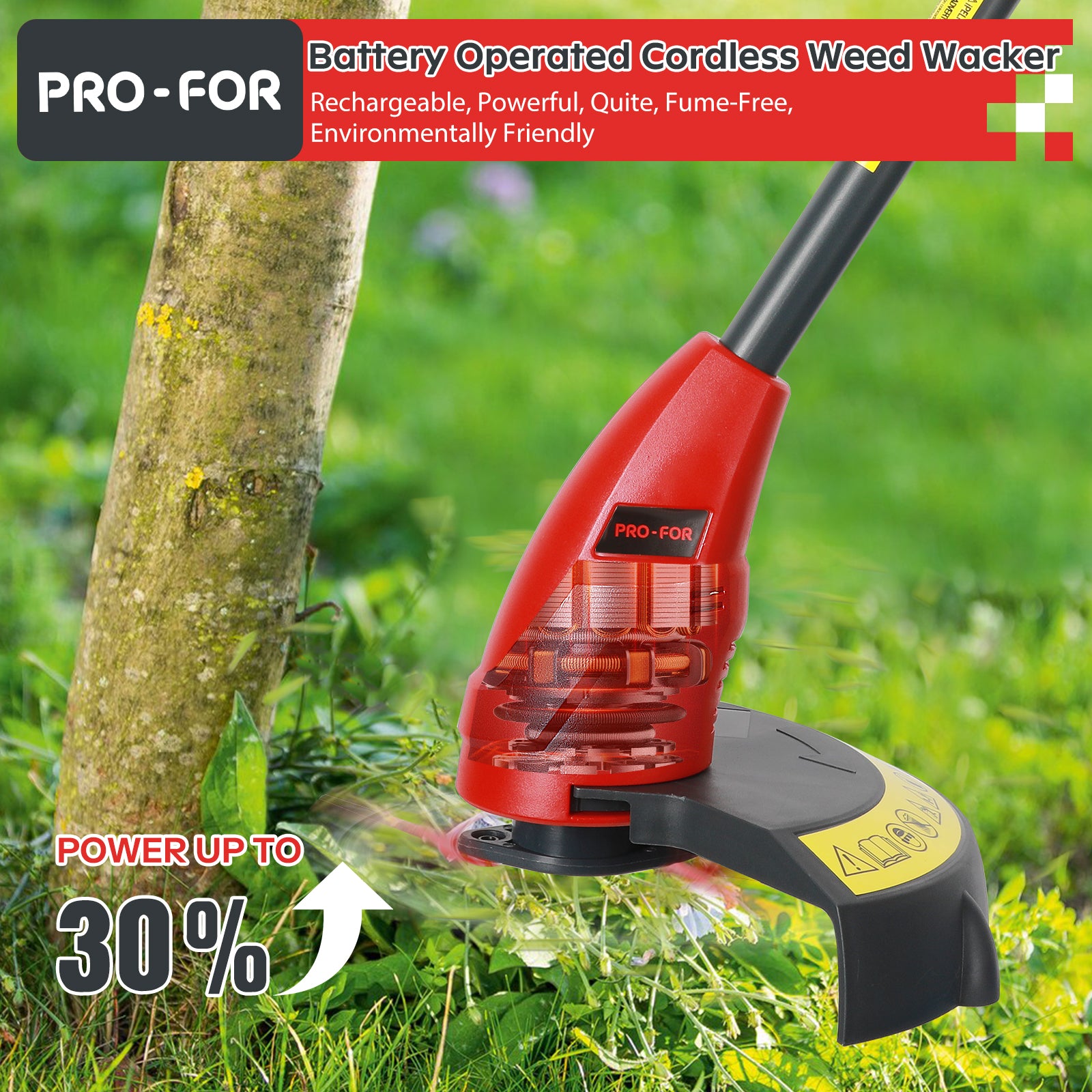20V Lightweight Stringless Grass Trimmer, Battery Powered Weed Eater, Cordless Electric Weed Trimmer with Battery and Charger