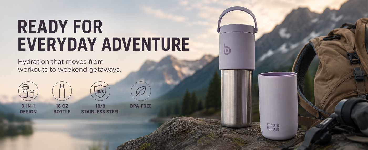 Insulated Water Bottle 24 oz with Handle and Flip Tops Lids Stainless Steel Water Bottle Push Button Lid Leak proof Portable for Running Travel Sports Hiking
