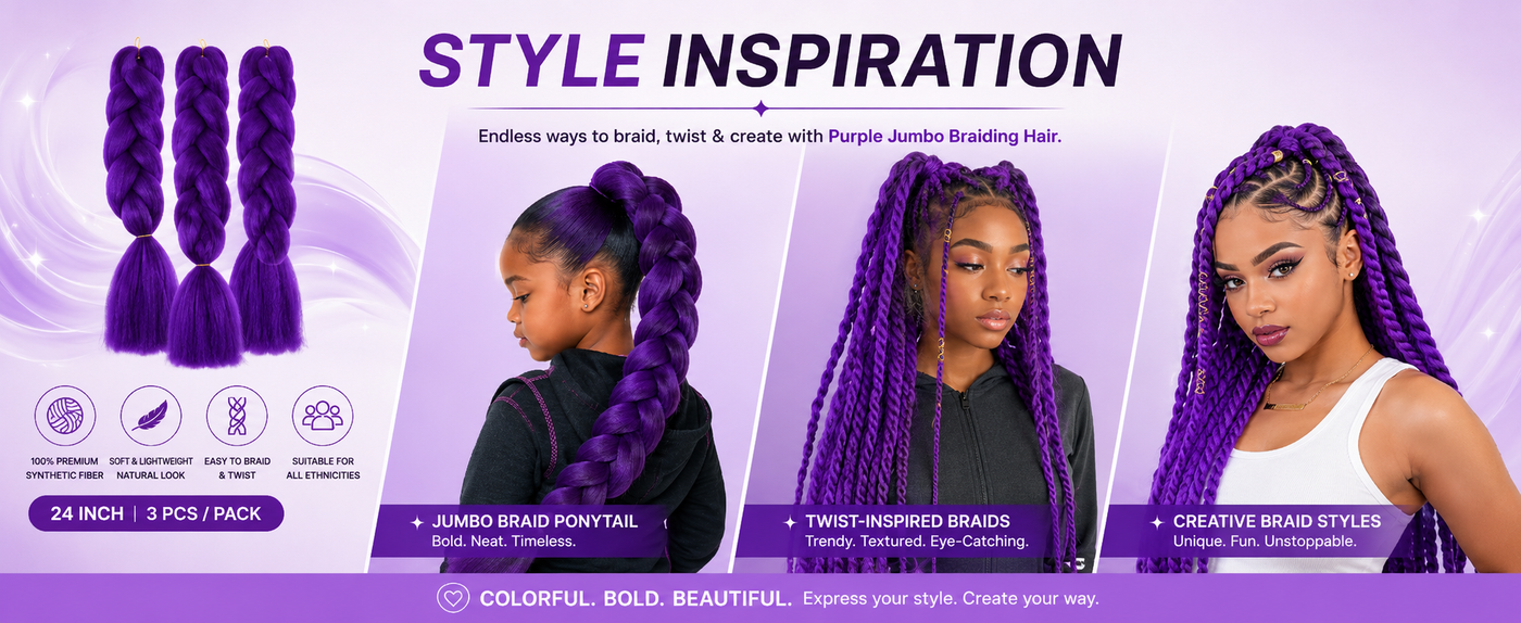 Jumbo Braiding Hair Fiber Mix Four Silky Colorful Twist Braiding Hair 3pcs Rainbow Colors Extensions Synthetic Hair Synthetic Fiber Soft Healthy，Long Jumbo Braiding Hair Extensions, Heat Resistant Synthetic Fiber purple hair extensions