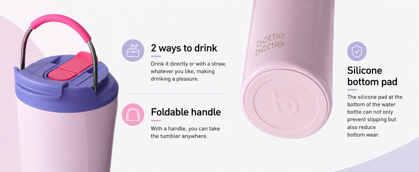 Innovative Ice-Ready Lid: Add ice cubes directly through the lid without unscrewing — no mess, no hassle. Enjoy chilled drinks faster and keep beverages at the ideal temperature for hours.