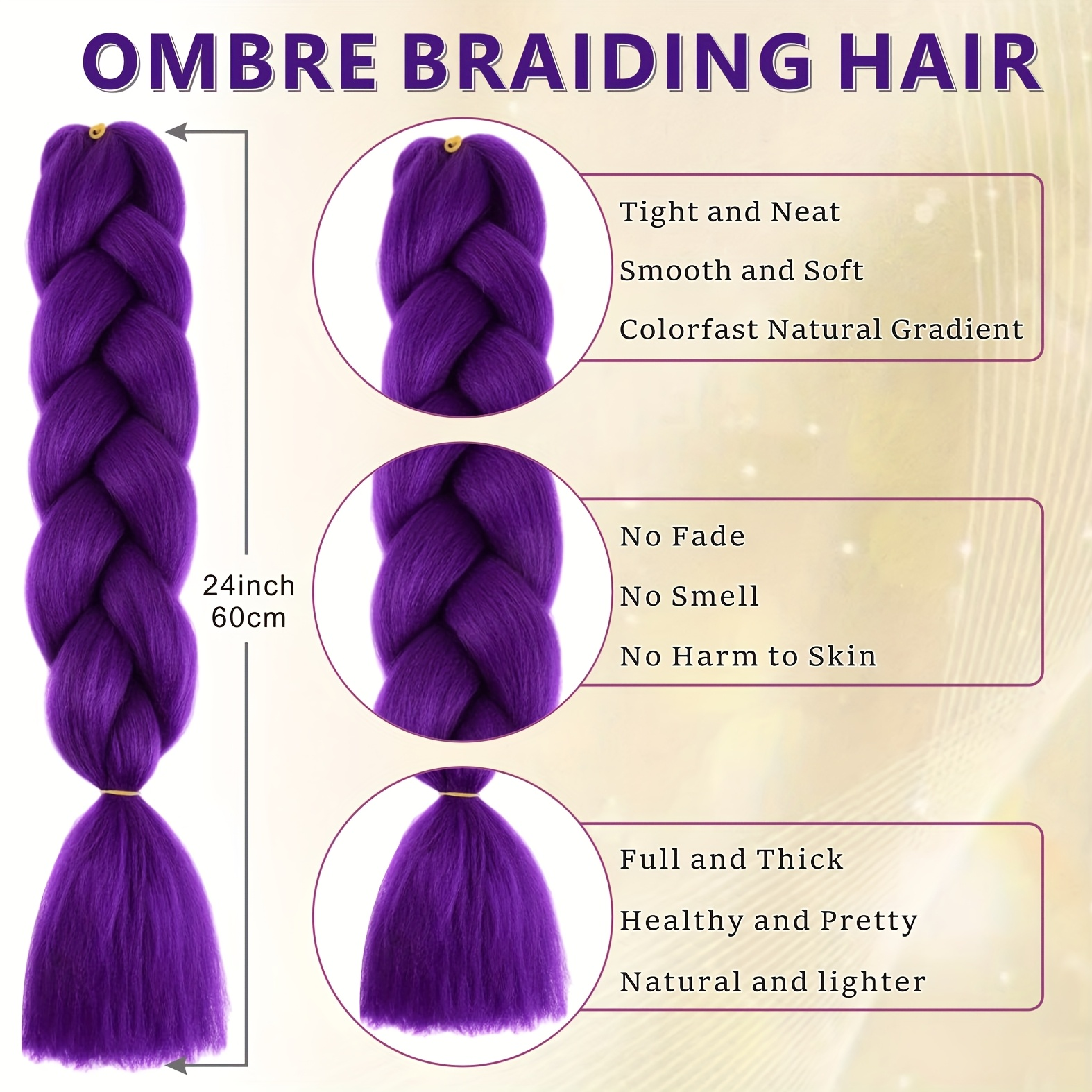 Jumbo Braiding Hair Fiber Mix Four Silky Colorful Twist Braiding Hair 3pcs Rainbow Colors Extensions Synthetic Hair Synthetic Fiber Soft Healthy，Long Jumbo Braiding Hair Extensions, Heat Resistant Synthetic Fiber purple hair extensions