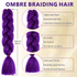 Jumbo Braiding Hair Fiber Mix Four Silky Colorful Twist Braiding Hair 3pcs Rainbow Colors Extensions Synthetic Hair Synthetic Fiber Soft Healthy，Long Jumbo Braiding Hair Extensions, Heat Resistant Synthetic Fiber purple hair extensions