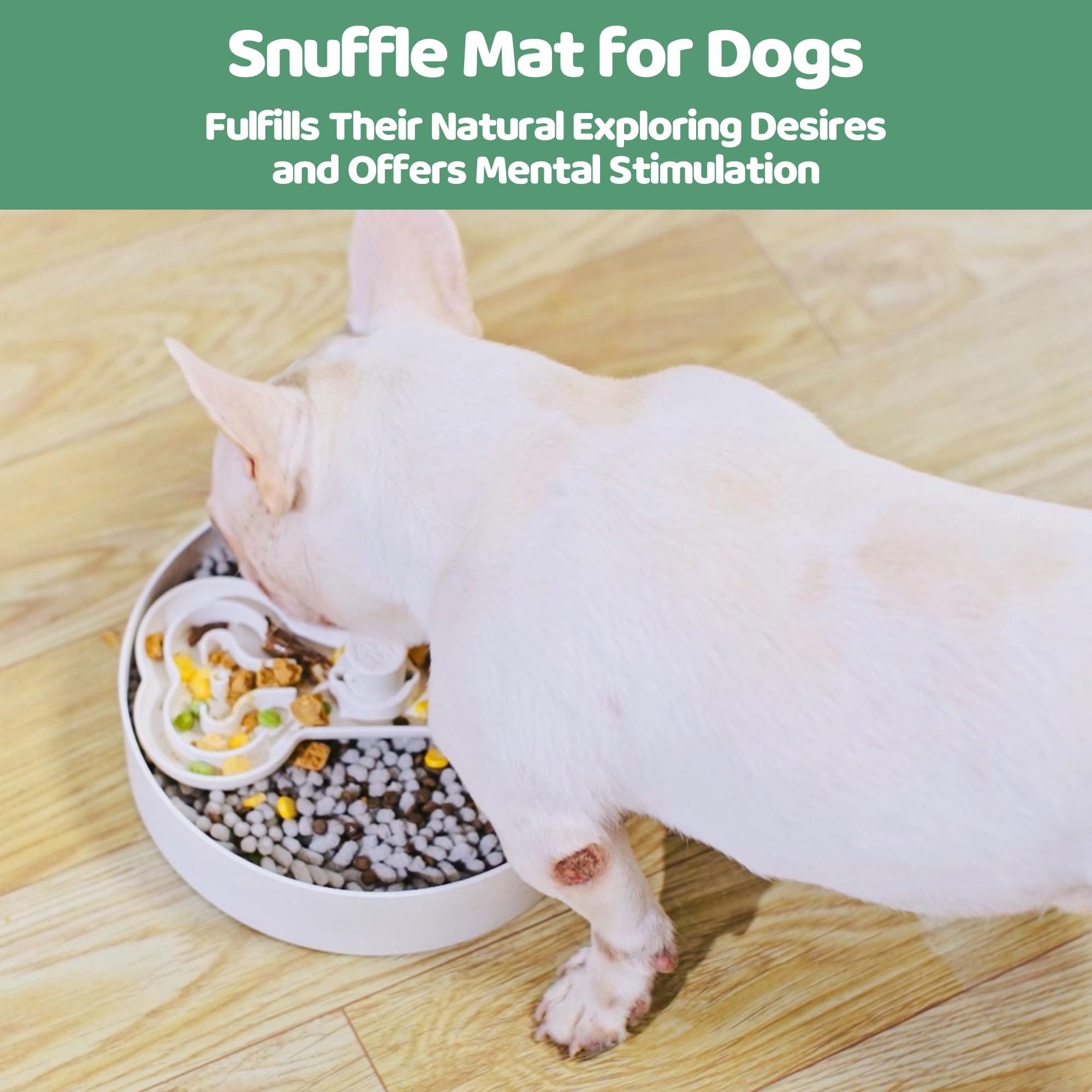 Slow Feeder Dog Bowl Insert & Snuffle Mat 2-in-1, Machine Washable Food Puzzle for Large Dogs, Soft Feeder Insert to Slow Eating