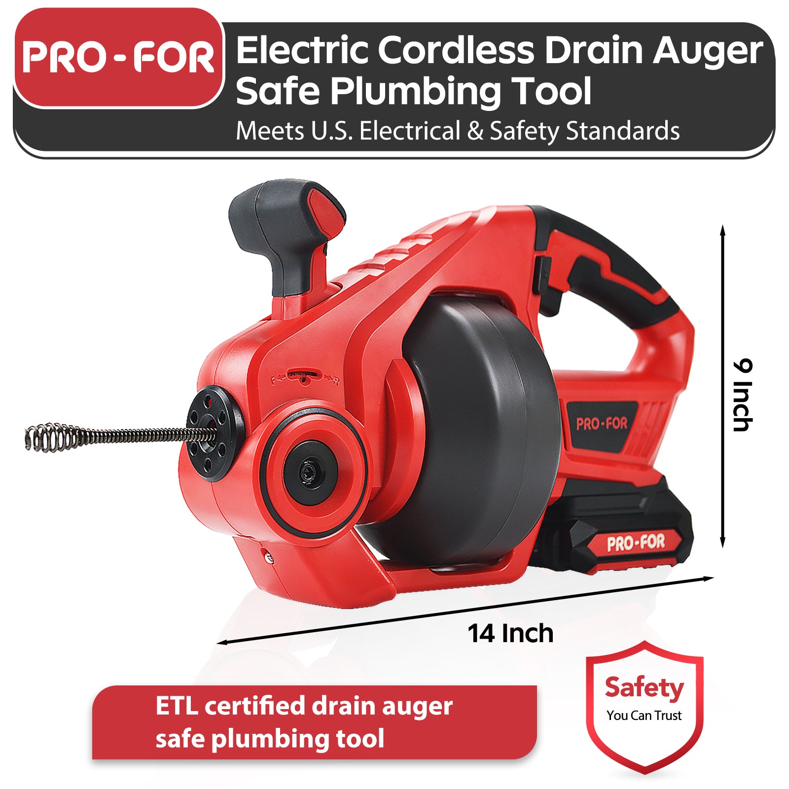 20V Drain Cleaner A103-CDC501-18 Cordless Electric Drain Auger, 25Ft Auto-Feed Drain Snake, Replaceable Cable, 2.0Ah Battery &amp; Charger, LED Light, Clog Remover for Sink, Shower, Kitchen, Bathroom Pipes (3/4"-2")