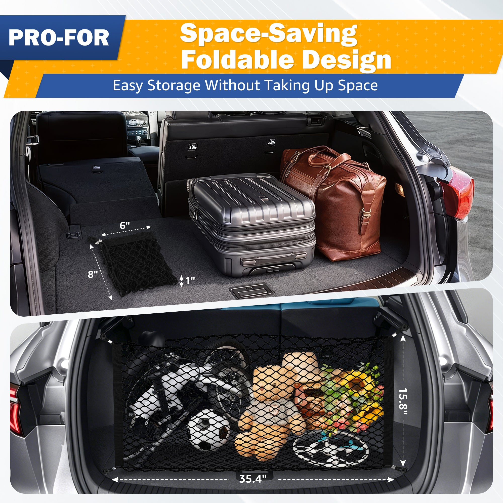 Truck Bed Cargo Net Elastic Mesh SUV Trunk Netting for Car Trunk Organizer and Truck Bed Organizer with Locking Hooks 35.4 by 15.8 Inches