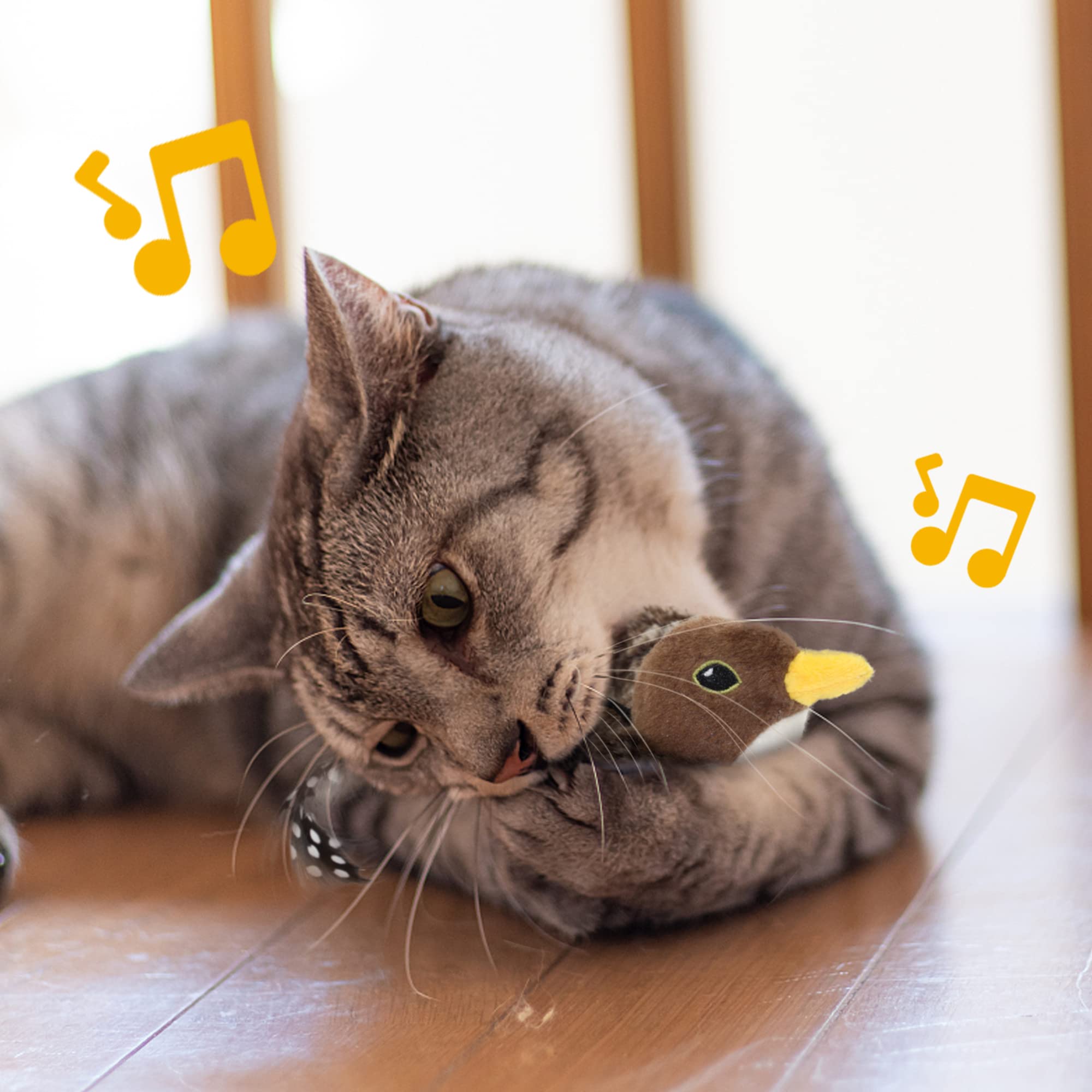 PETFUTURE Flapping Bird Cat Toy, Motion Activated with Catnip, 3 Modes & USB Rechargeable, Machine Washable Interactive Toy for Indoor Cats