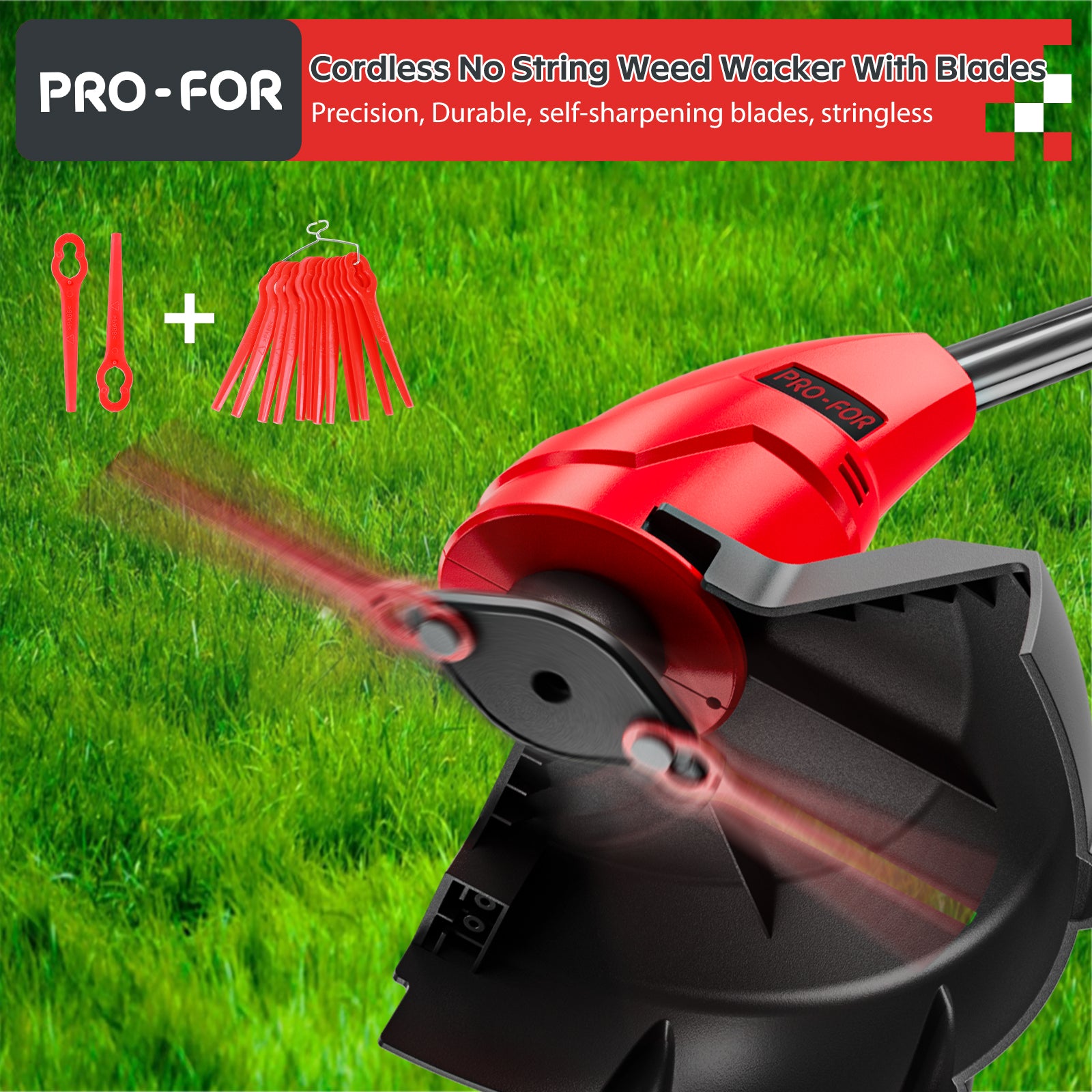 20V Lightweight Stringless Grass Trimmer, Battery Powered Weed Eater, Cordless Electric Weed Trimmer with Battery and Charger