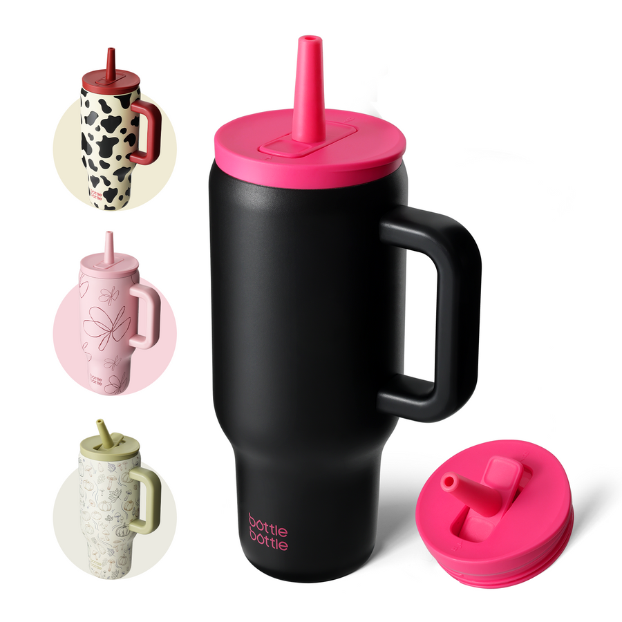 30 oz Tumbler with Lid and Straw, Stainless Steel Travel Mug, Tumbler with handle, Water Bottle with straw for College Office, Gifts for Women Him Her