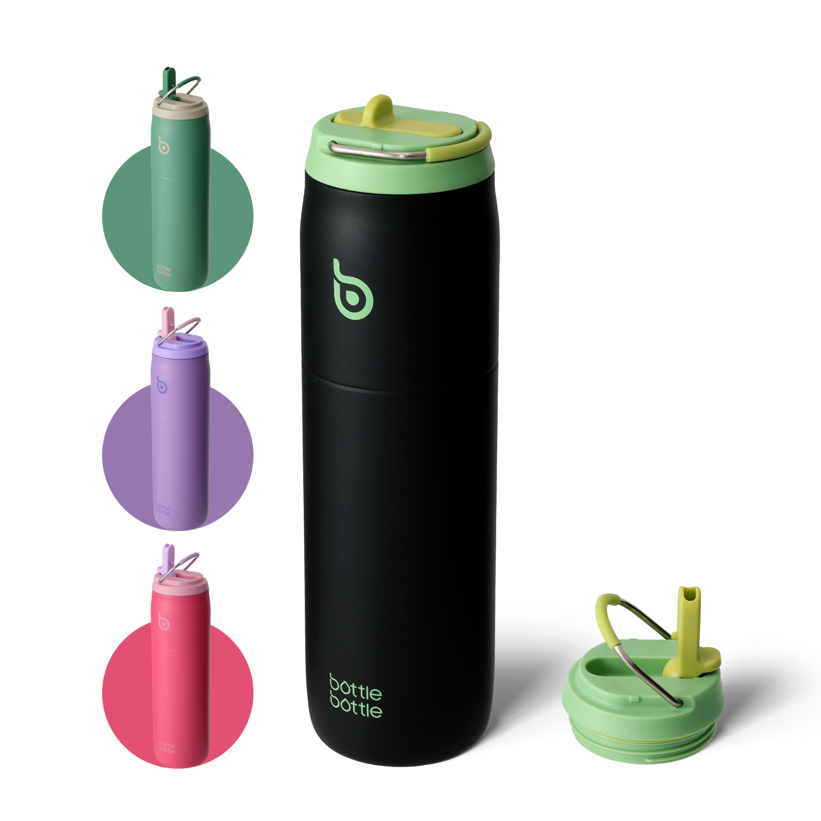 Stainless Steel Water Bottle with Straw and Lid 32 oz Vacuum Insulated Cup Stay Cold and Hot, Leak-Proof Wide Mouth Water Bottles for Men