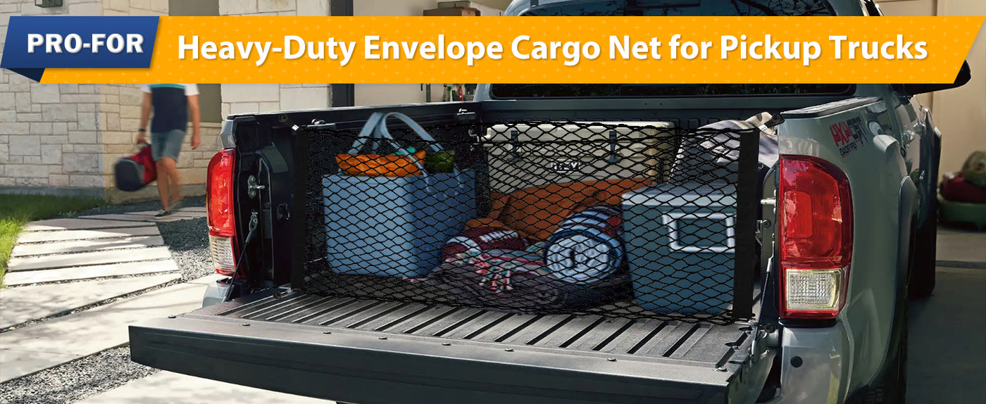 Truck Bed Cargo Net Elastic Mesh SUV Trunk Netting for Car Trunk Organizer and Truck Bed Organizer with Locking Hooks 35.4 by 15.8 Inches