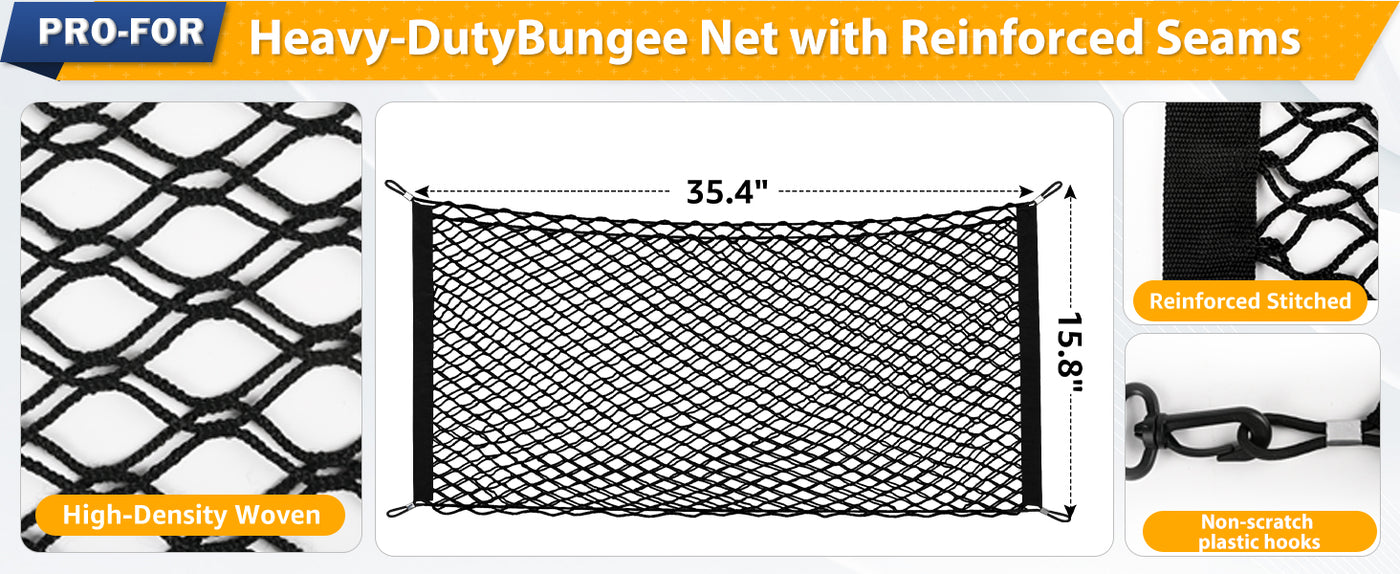 Truck Bed Cargo Net Elastic Mesh SUV Trunk Netting for Car Trunk Organizer and Truck Bed Organizer with Locking Hooks 35.4 by 15.8 Inches