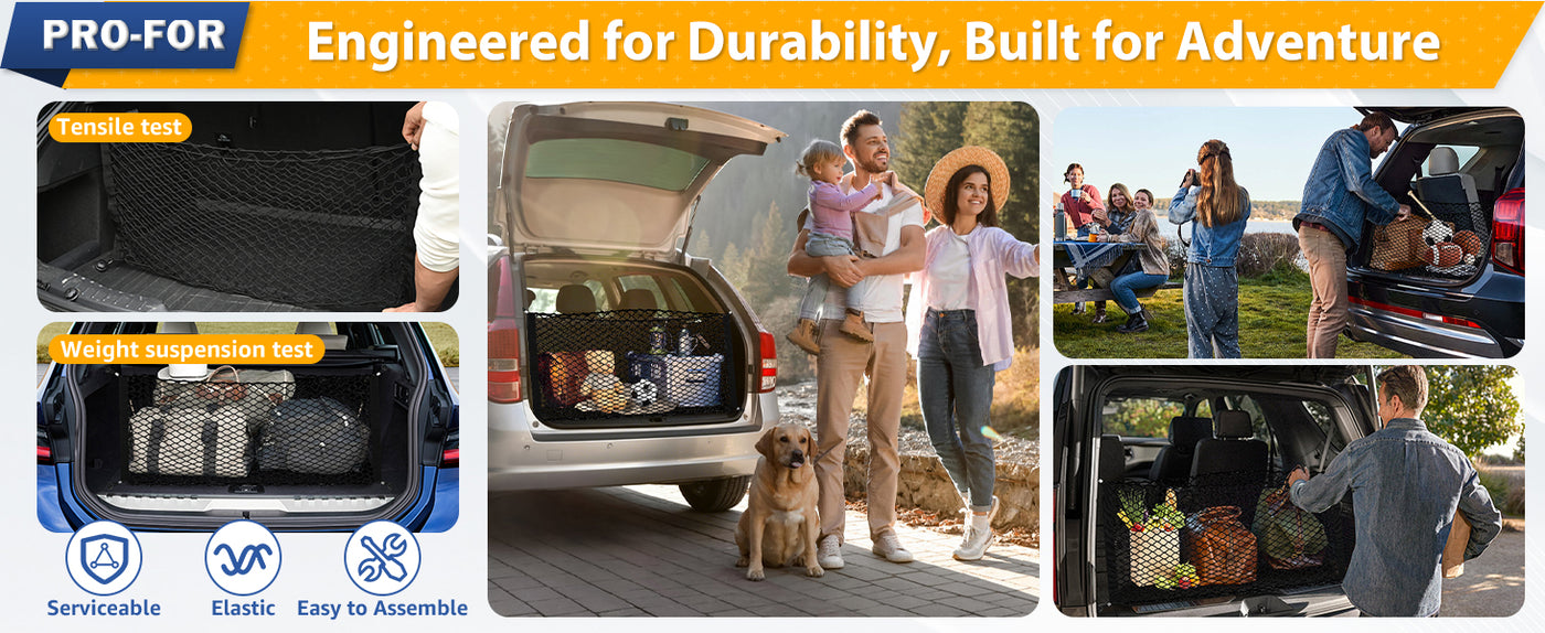 Truck Bed Cargo Net Elastic Mesh SUV Trunk Netting for Car Trunk Organizer and Truck Bed Organizer with Locking Hooks 35.4 by 15.8 Inches