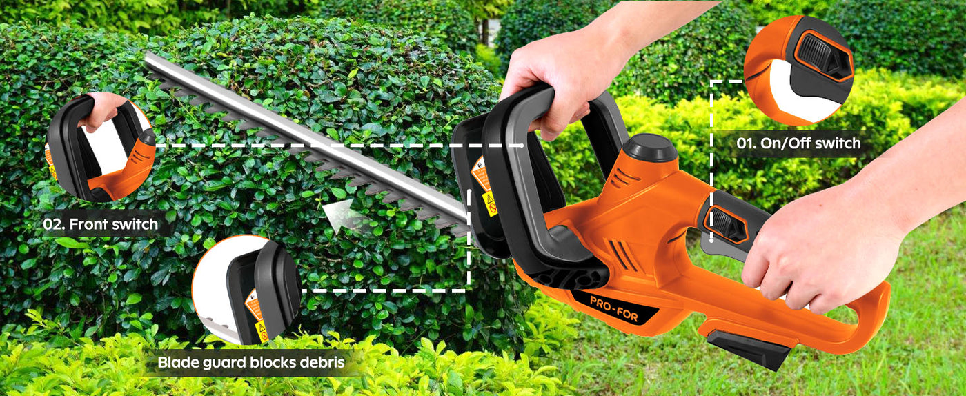 Cordless Hedge Trimmer Compatible with DEWALT 20V Battery, Bare Tool Only, 22” Dual-Action Blade, Rotatable Handle Electric Bush Trimmer, 0.55” Cutting Capacity, Lightweight Shrub Trimmer (Yellow)