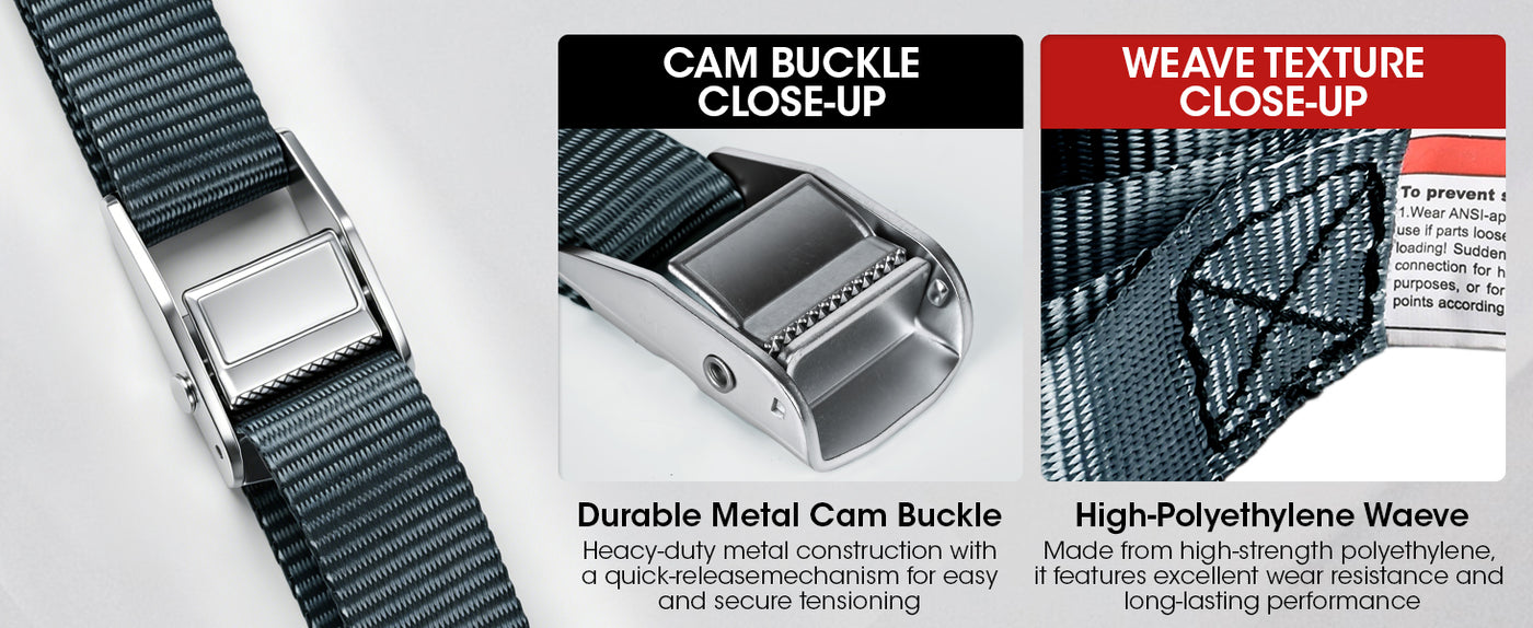 Cam Buckle Tie Down Straps, 1" x 12FT 8 Pack, 600 lbs Break Strength – Heavy Duty Adjustable Lashing Straps with Carry Bag for Luggage, Cargo, Motorcycle, Kayak, Truck, Car Roof Rack