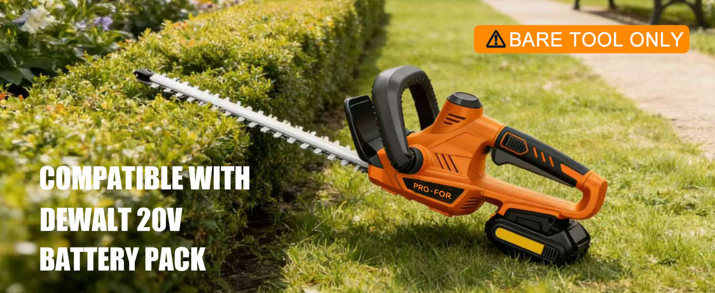 Cordless Hedge Trimmer Compatible with DEWALT 20V Battery, Bare Tool Only, 22” Dual-Action Blade, Rotatable Handle Electric Bush Trimmer, 0.55” Cutting Capacity, Lightweight Shrub Trimmer (Yellow)