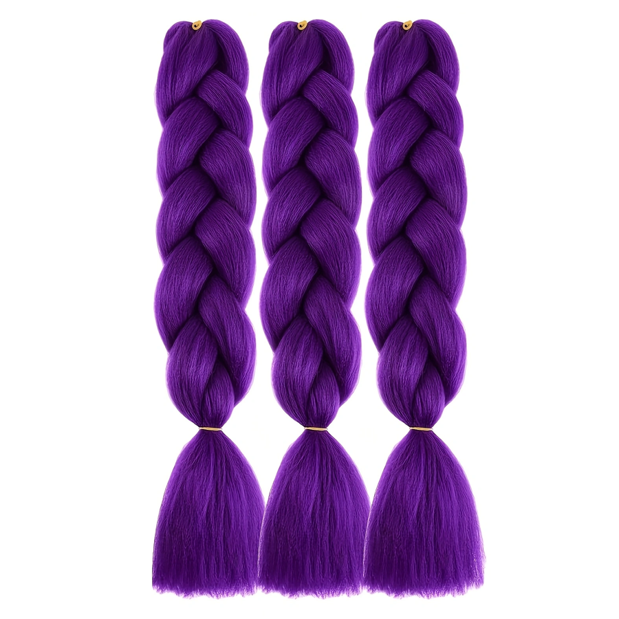Jumbo Braiding Hair Fiber Mix Four Silky Colorful Twist Braiding Hair 3pcs Rainbow Colors Extensions Synthetic Hair Synthetic Fiber Soft Healthy，Long Jumbo Braiding Hair Extensions, Heat Resistant Synthetic Fiber purple hair extensions