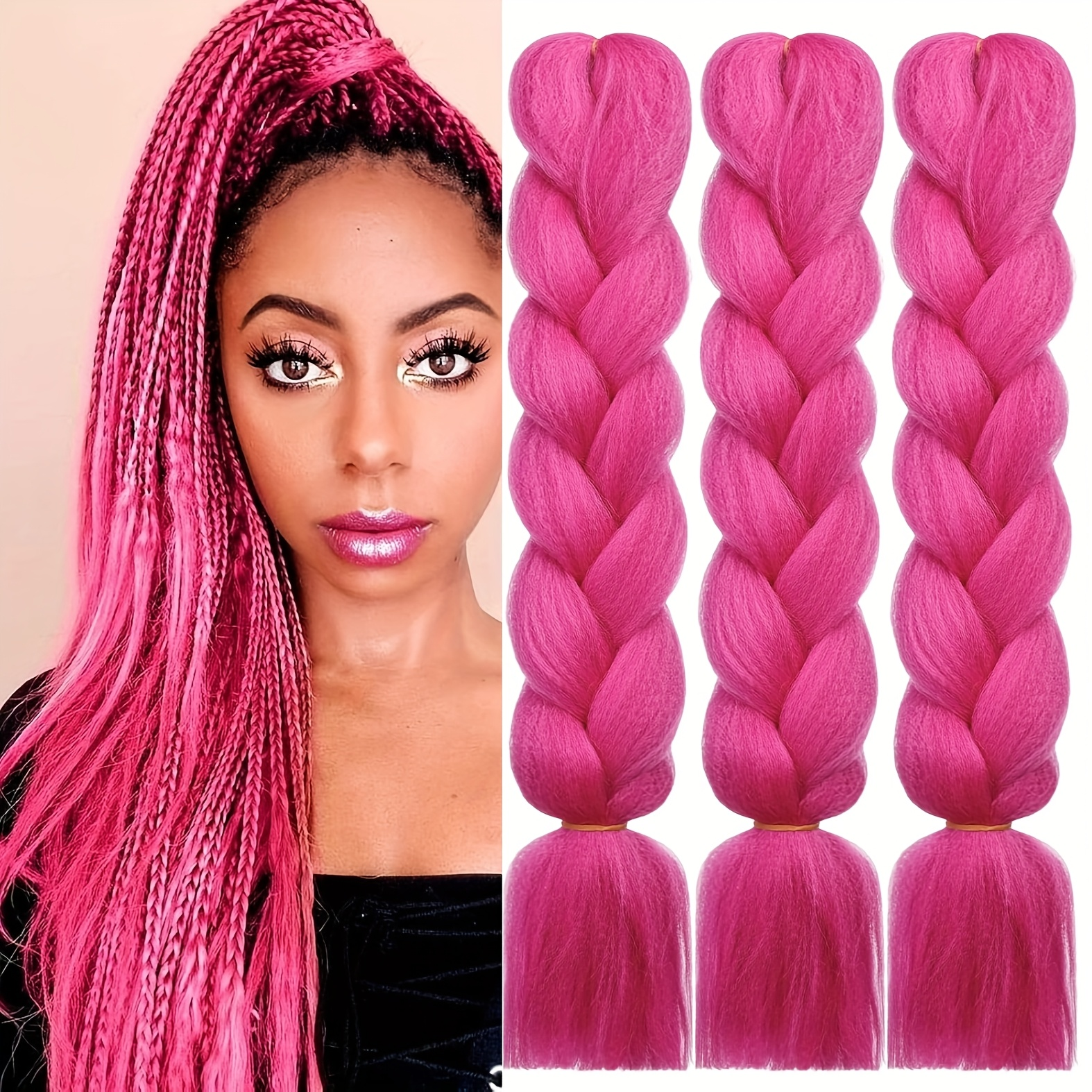 Jumbo Braiding Hair Fiber Mix Four Silky Colorful Twist Braiding Hair 3pcs Rainbow Colors Extensions Synthetic Hair Synthetic Fiber Soft Healthy，Long Jumbo Braiding Hair Extensions, Heat Resistant Synthetic Fiber purple hair extensions