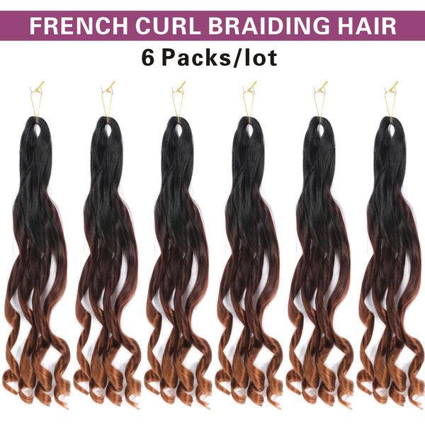 French Curly Braiding Hair 6 Packs Loose Wavy Braiding Hair Pre Stretched Bouncy Synthetic French Curl Braiding Hair Extensions for Women