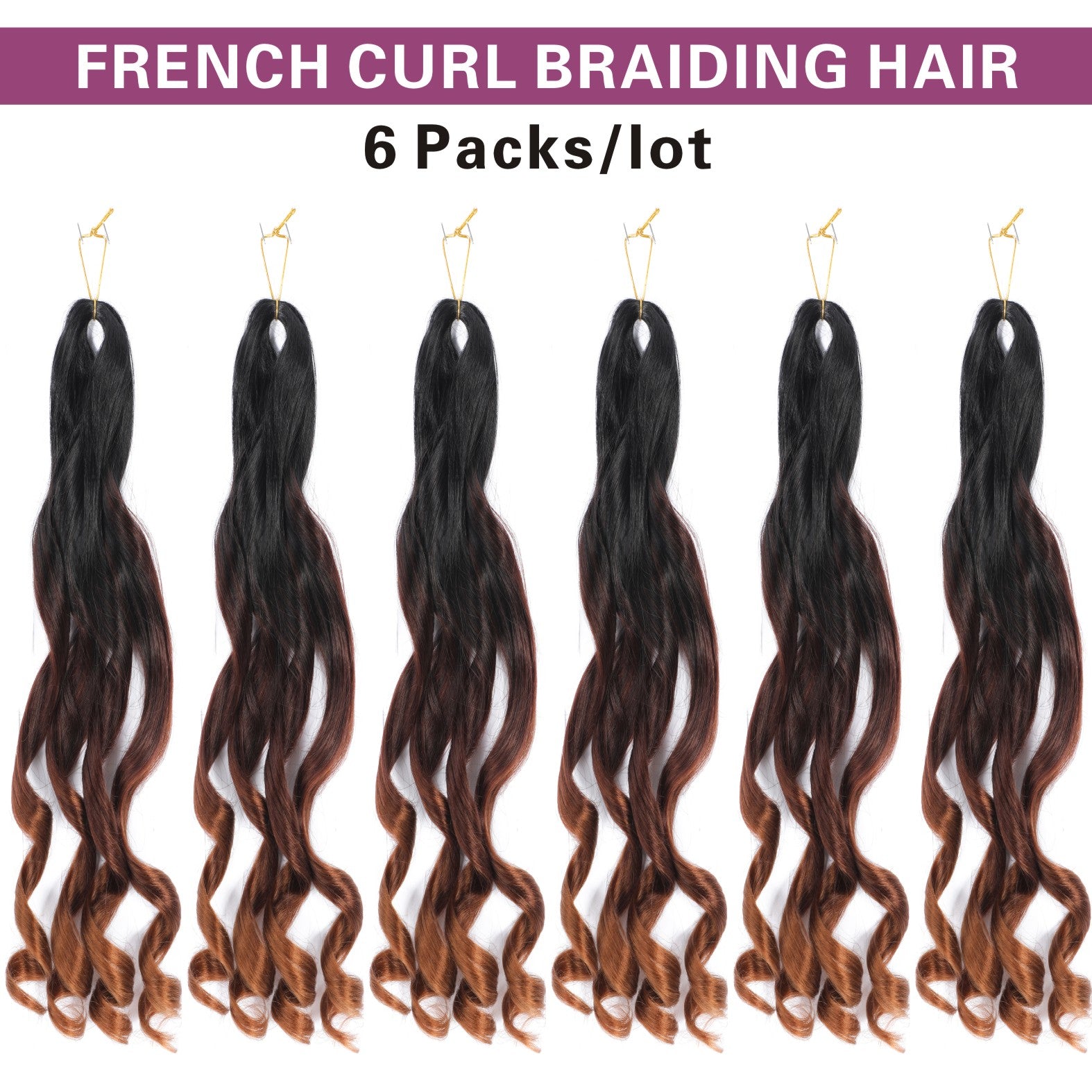 French Curly Braiding Hair 6 Packs Loose Wavy Braiding Hair Pre Stretched Bouncy Synthetic French Curl Braiding Hair Extensions for Women