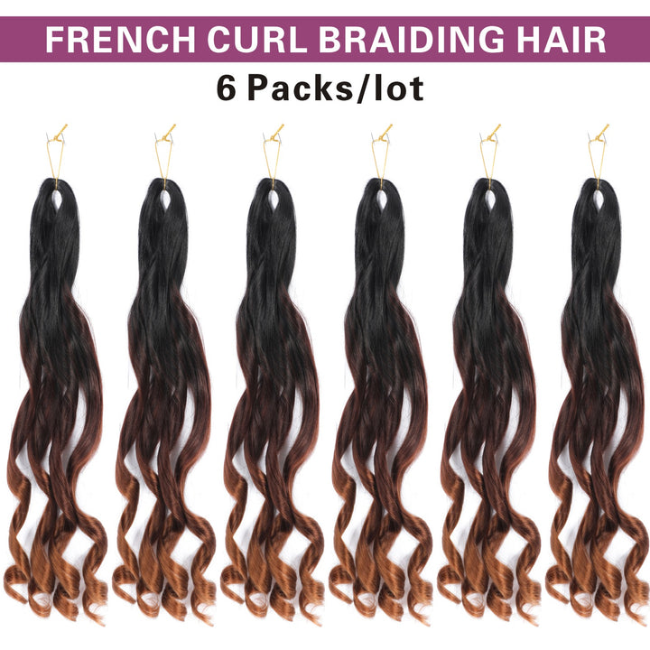 French Curly Braiding Hair 6 Packs Loose Wavy Braiding Hair Pre Stretched Bouncy Synthetic French Curl Braiding Hair Extensions for Women