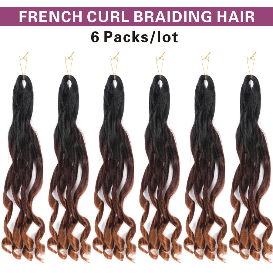 French Curly Braiding Hair 6 Packs Loose Wavy Braiding Hair Pre Stretched Bouncy Synthetic French Curl Braiding Hair Extensions for Women