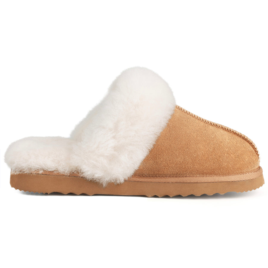 Women's Shearling Slippers Genuine Leather with Rubber Sole, Sheepskin Fuzzy Indoor Outdoor Shoes for Home(ORCA)
