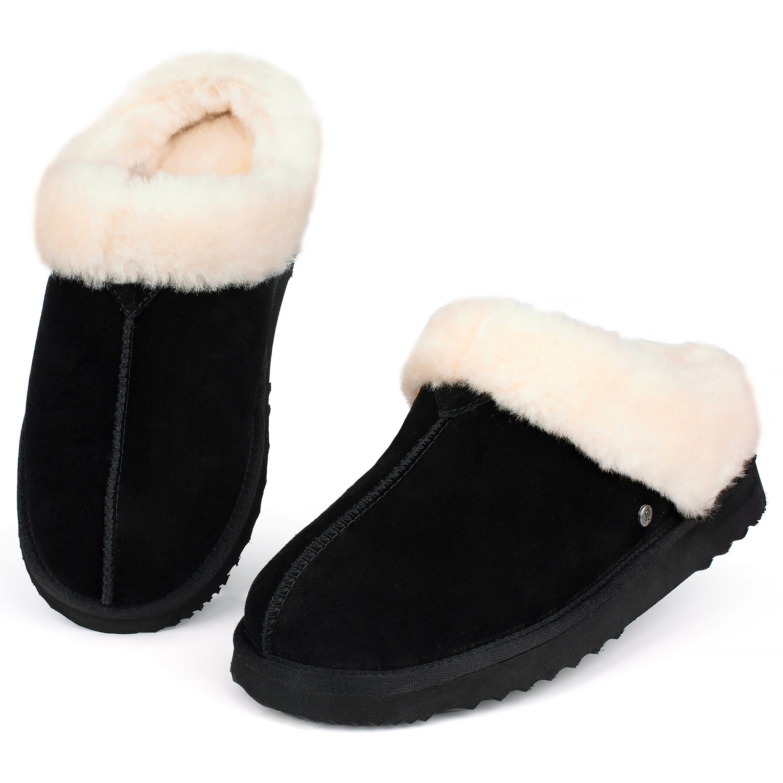 Women‘s Real Wool Slippers in Genuine Leather with Anti-Slip Rubber Sole, Warm Indoor Outdoor Shoes with Memory Foam - Cozy Slip-On for Women in Soft Wool(DOFIDA)