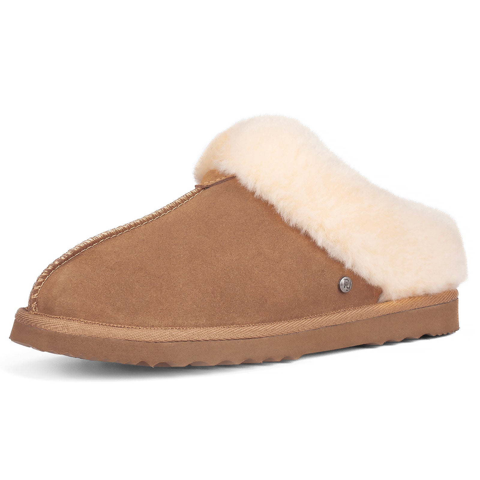 Women‘s Real Wool Slippers in Genuine Leather with Anti-Slip Rubber Sole, Warm Indoor Outdoor Shoes with Memory Foam - Cozy Slip-On for Women in Soft Wool(DOFIDA)